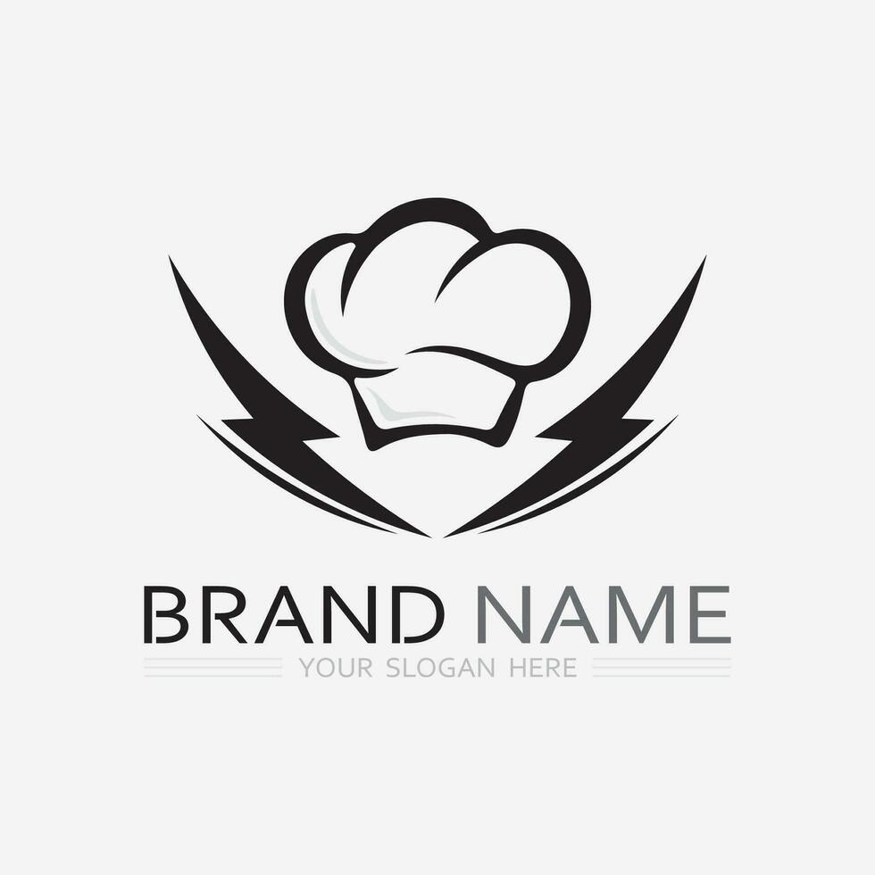 KITCHEN AND CHEF LOGO FOOD ICON RESTO AND CAFE DESIGN VECTOR GRAPHIC ILLUSTRATION