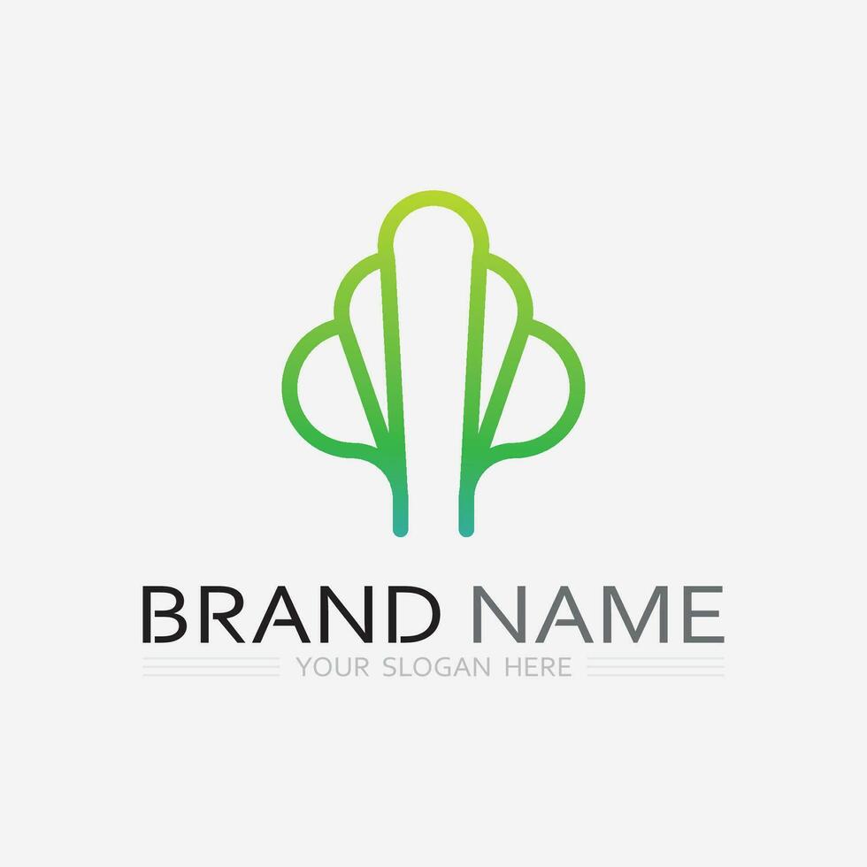 Gardening logo with shovel icon and tree with green leaves logo template. vector