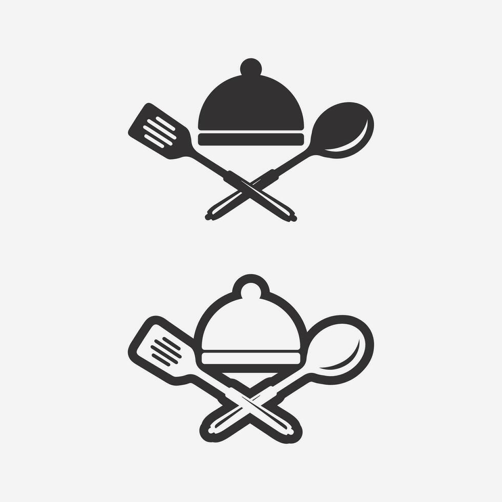KITCHEN AND CHEF LOGO FOOD ICON RESTO AND CAFE DESIGN VECTOR GRAPHIC ILLUSTRATION