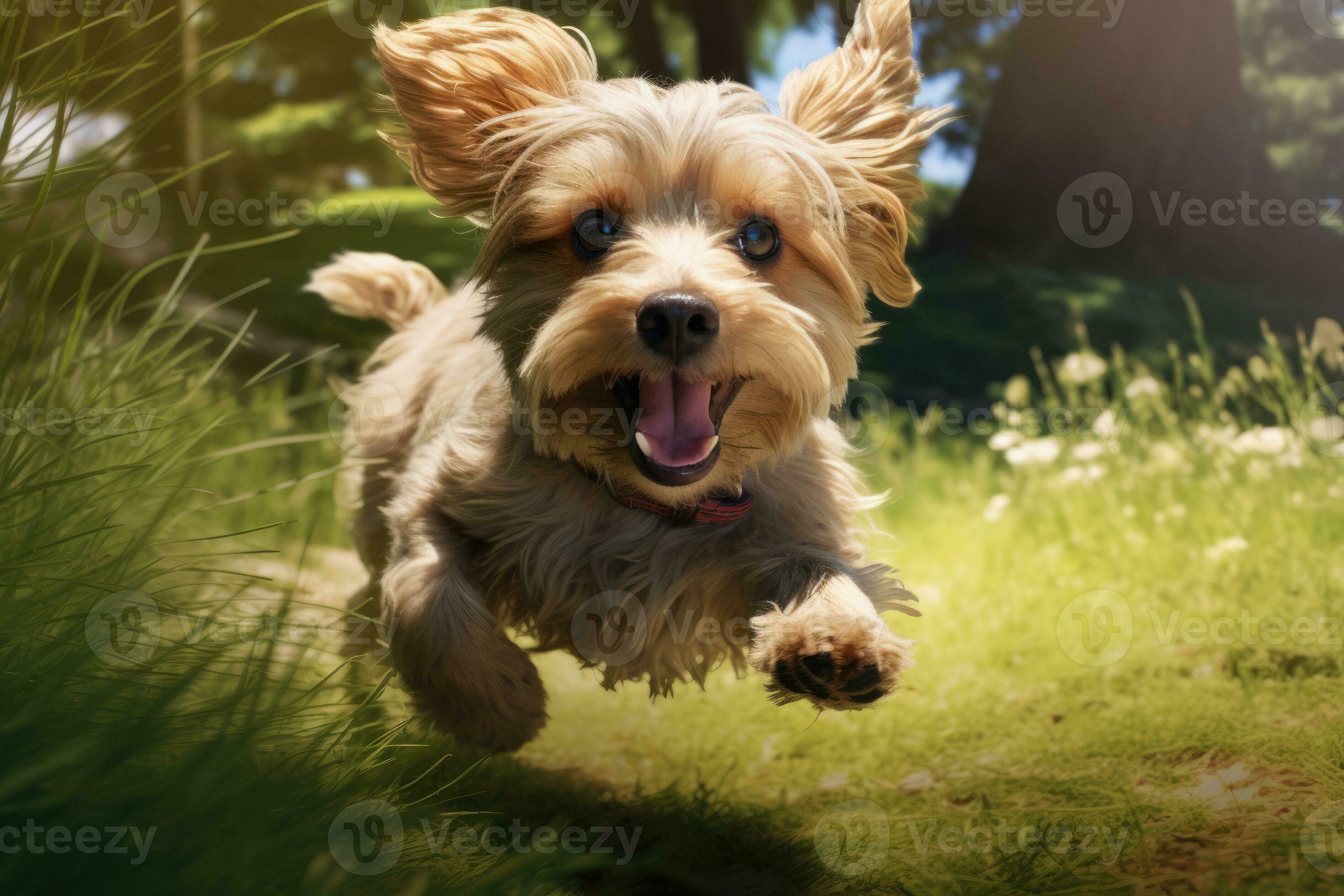 cute happy dog running and playing outside, AI Generated 27975108 Stock