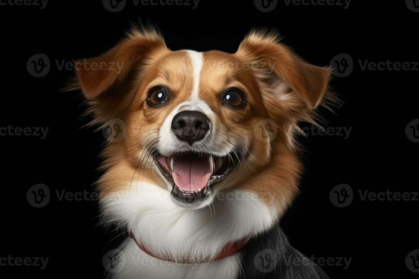 cute dog on black background, AI Generated photo