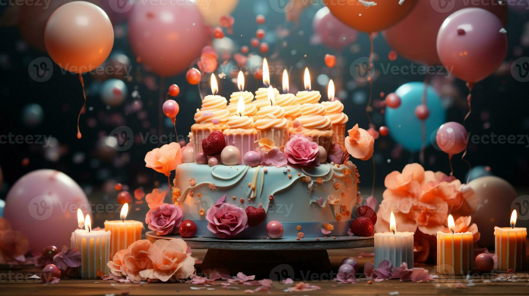 Birthday cake with lots of candles 27975499 Stock Photo at Vecteezy