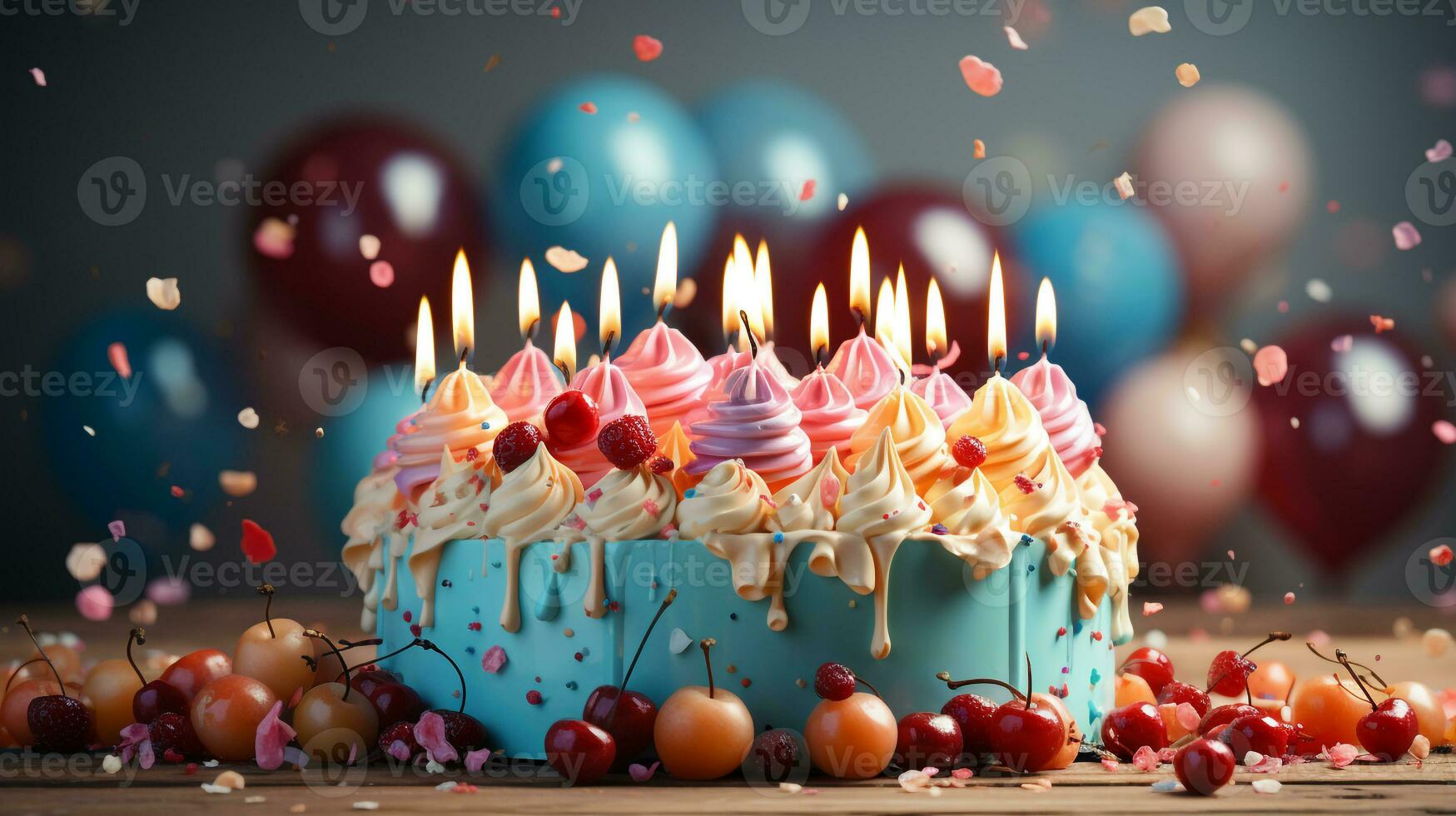 Birthday cake with lots of candles 27975507 Stock Photo at Vecteezy