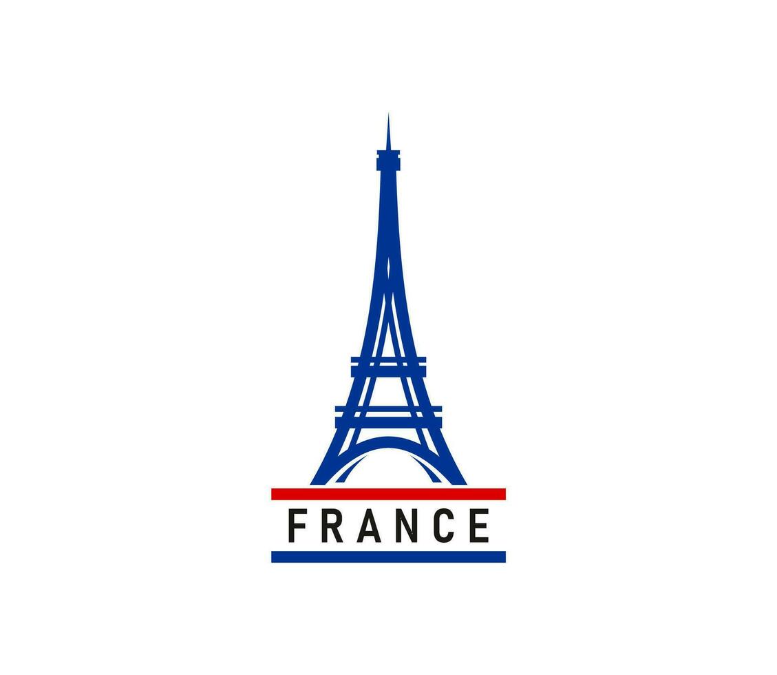 Paris Eiffel Tower icon, french city travel tours vector