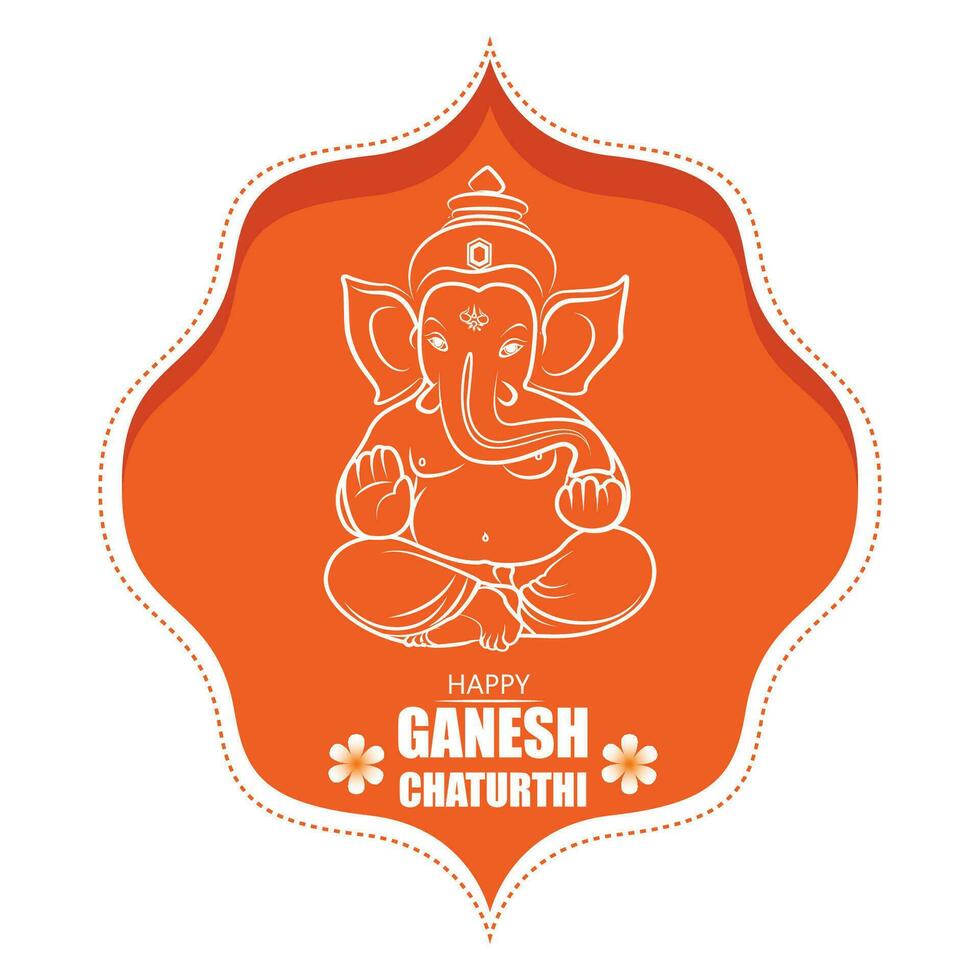stylish Ganesh Chaturthi celebration greeting with lord Ganesh design vector illustration