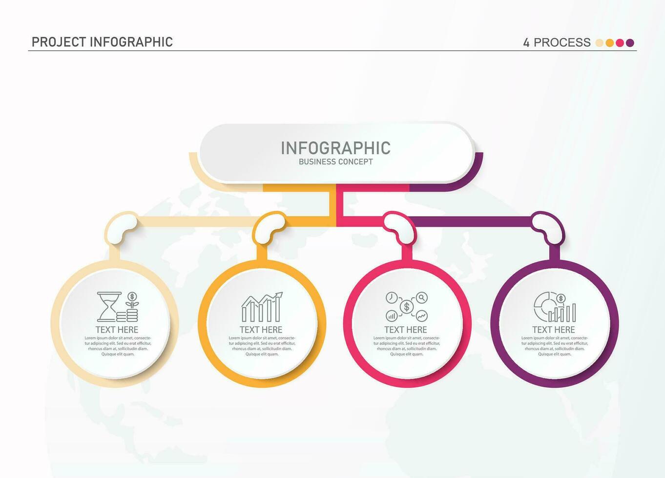 Infographic process design with icons and 4 options or steps. vector