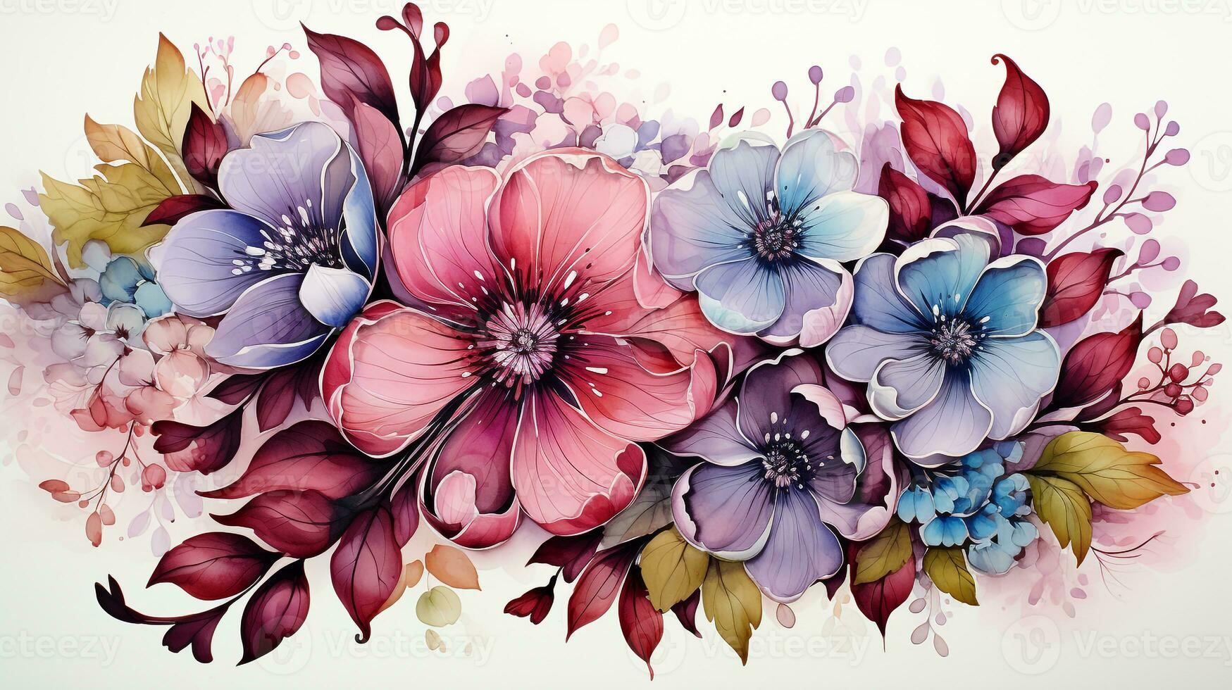Watercolor style colorful floral background photo