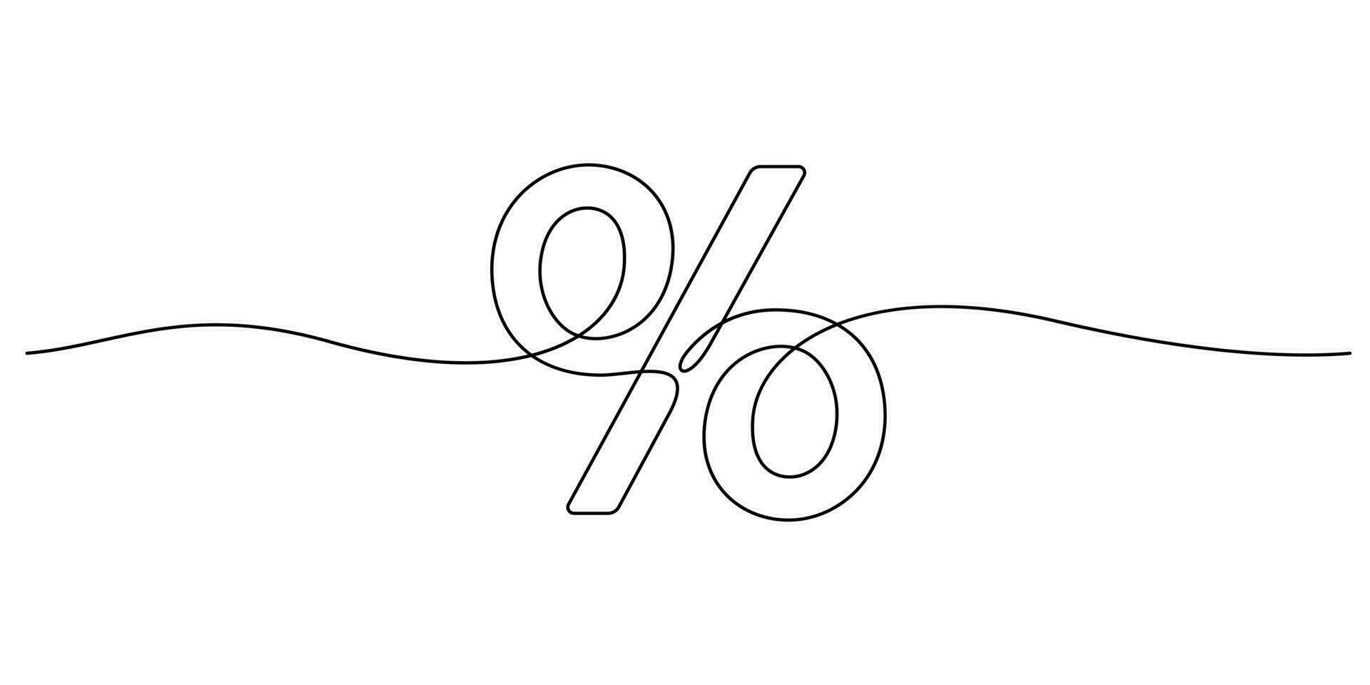 uno línea dibujo de por ciento símbolo minimalista estilo Delgado línea vector