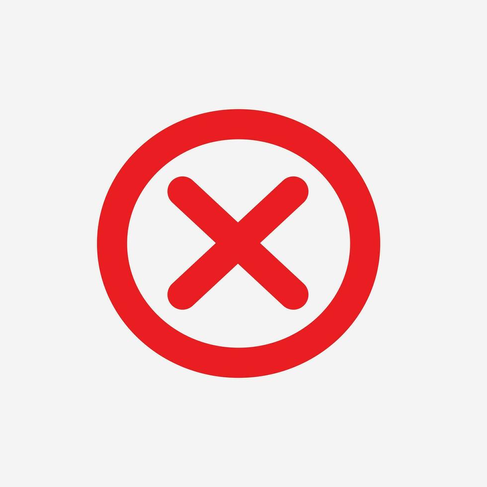 red wrong, delete, cross, no, circle icon vector sign symbol