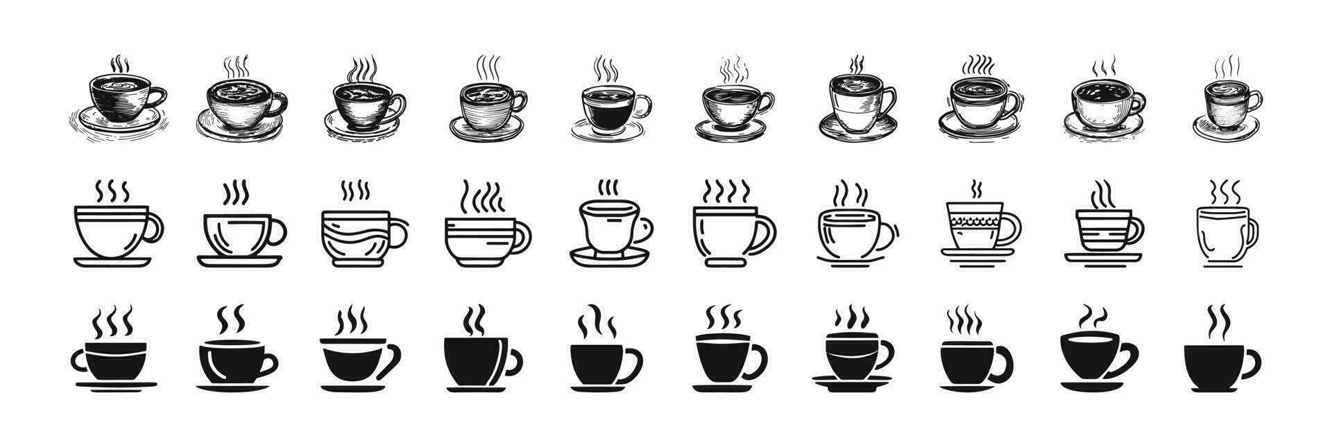 Pack of Coffee cup icons on white background. 27978147 Vector Art at Vecteezy