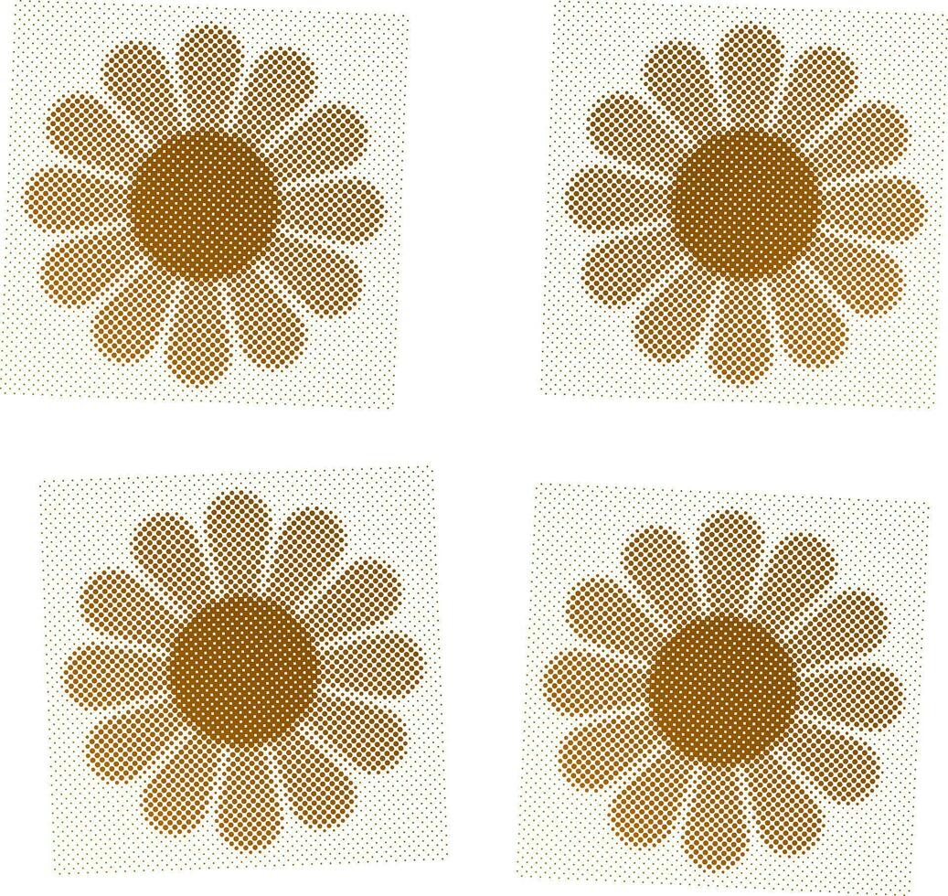Vector Dotted Color Halftone Flower Pattern Print Transparent Background