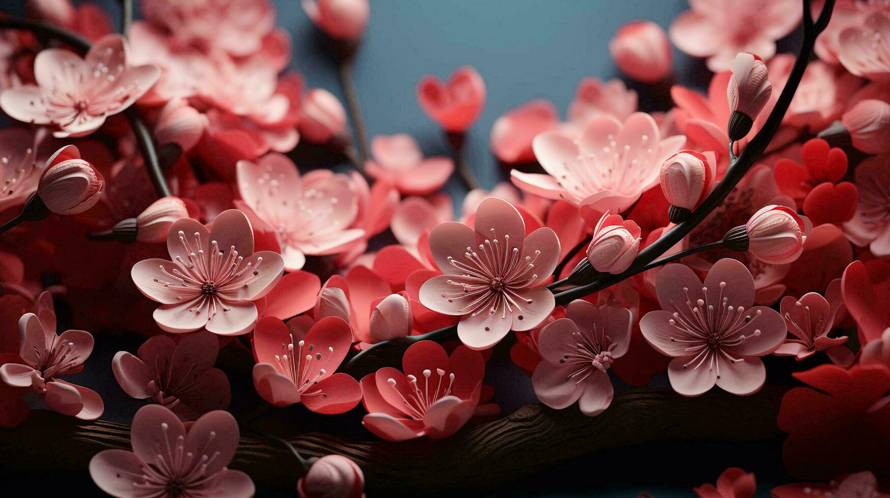 Pink delicate flowers with petals abstract background photo