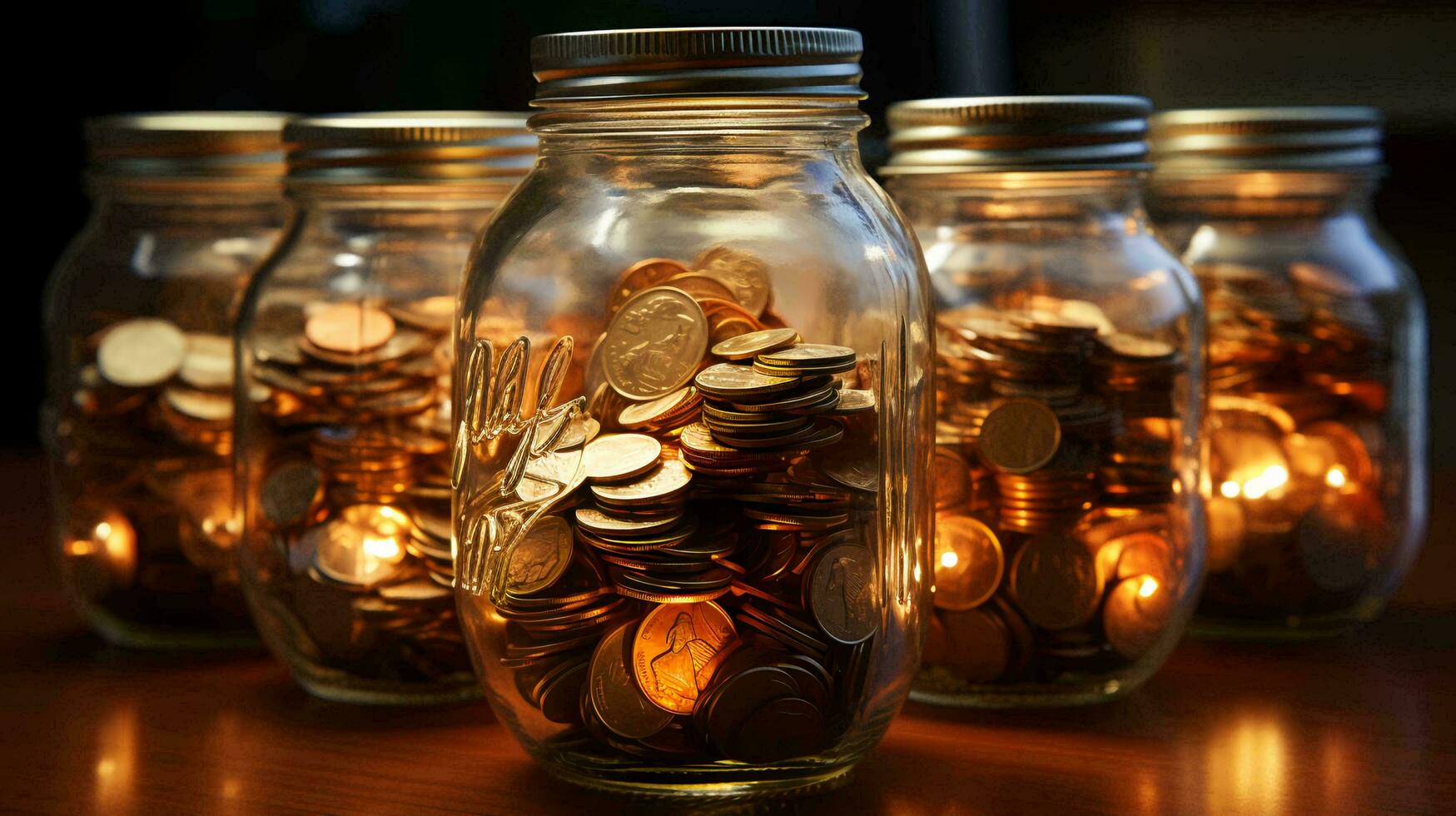 Glass jar with coins. Concept of finance economy investment and accumulation of money photo