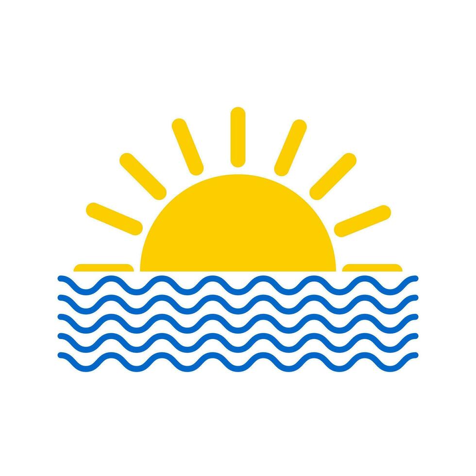 Yellow sun with rays and waves isolated on a white background. Vector. vector