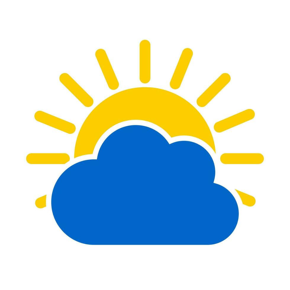 amarillo Dom con rayos y azul nube aislado en blanco antecedentes. vector. vector