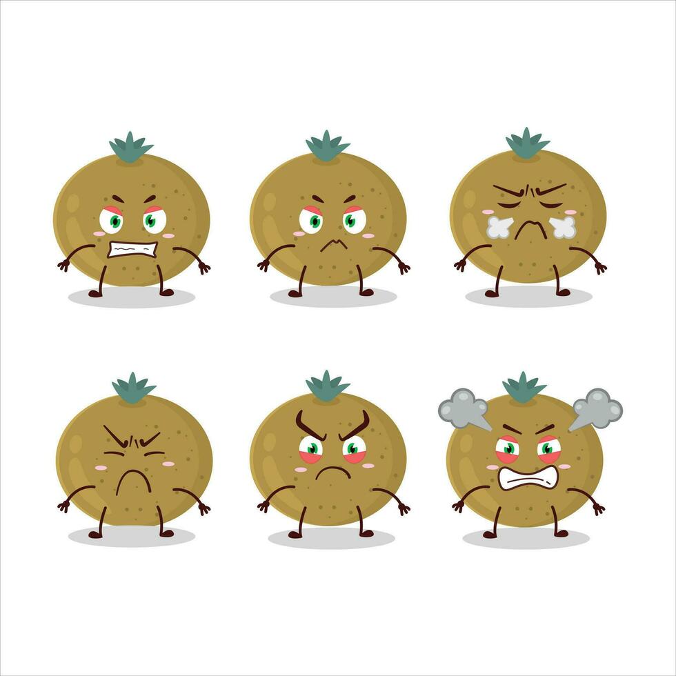 Ceylon gooseberry cartoon character with various angry expressions vector