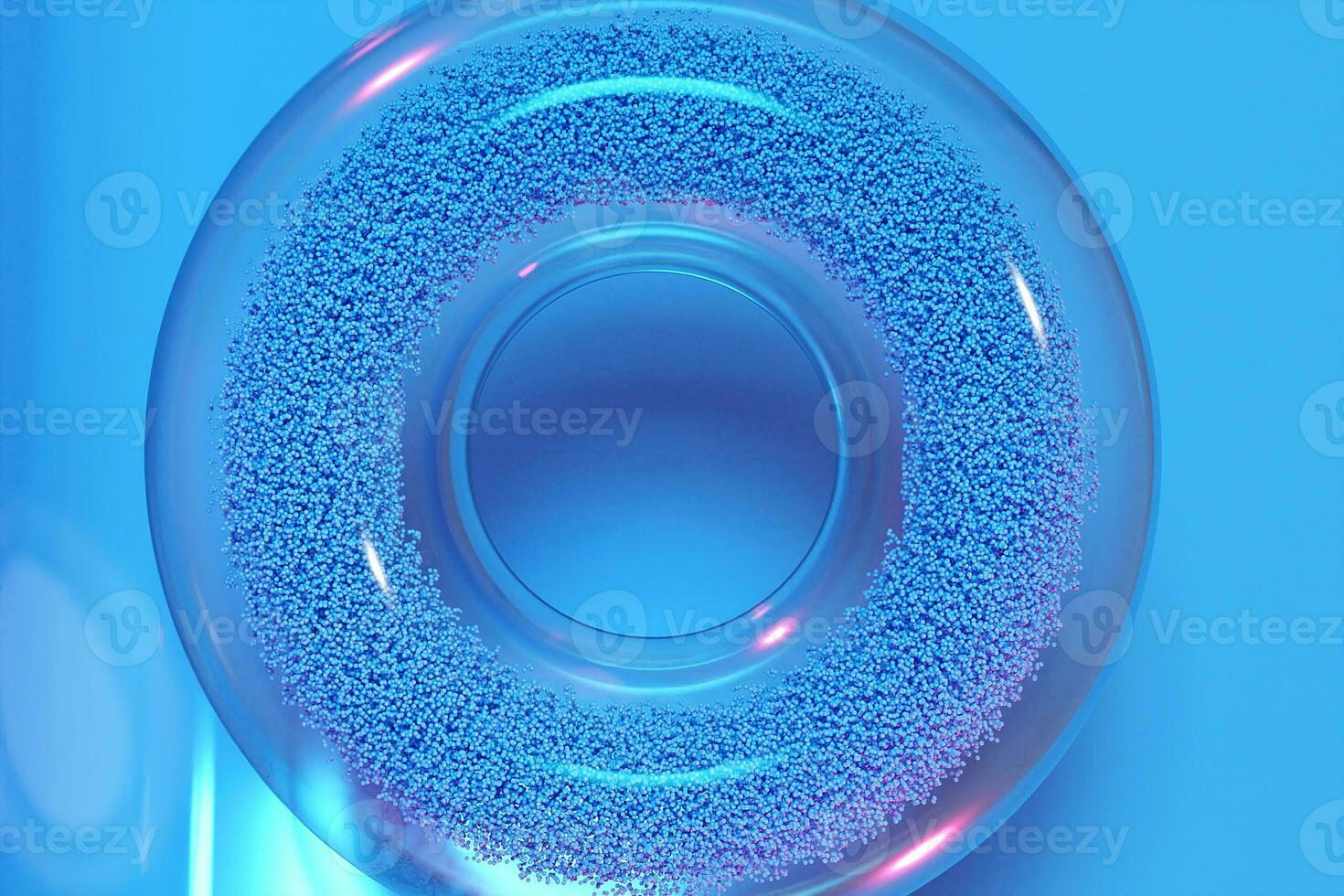 Abstract background dynamic 3D particles in glass donut photo