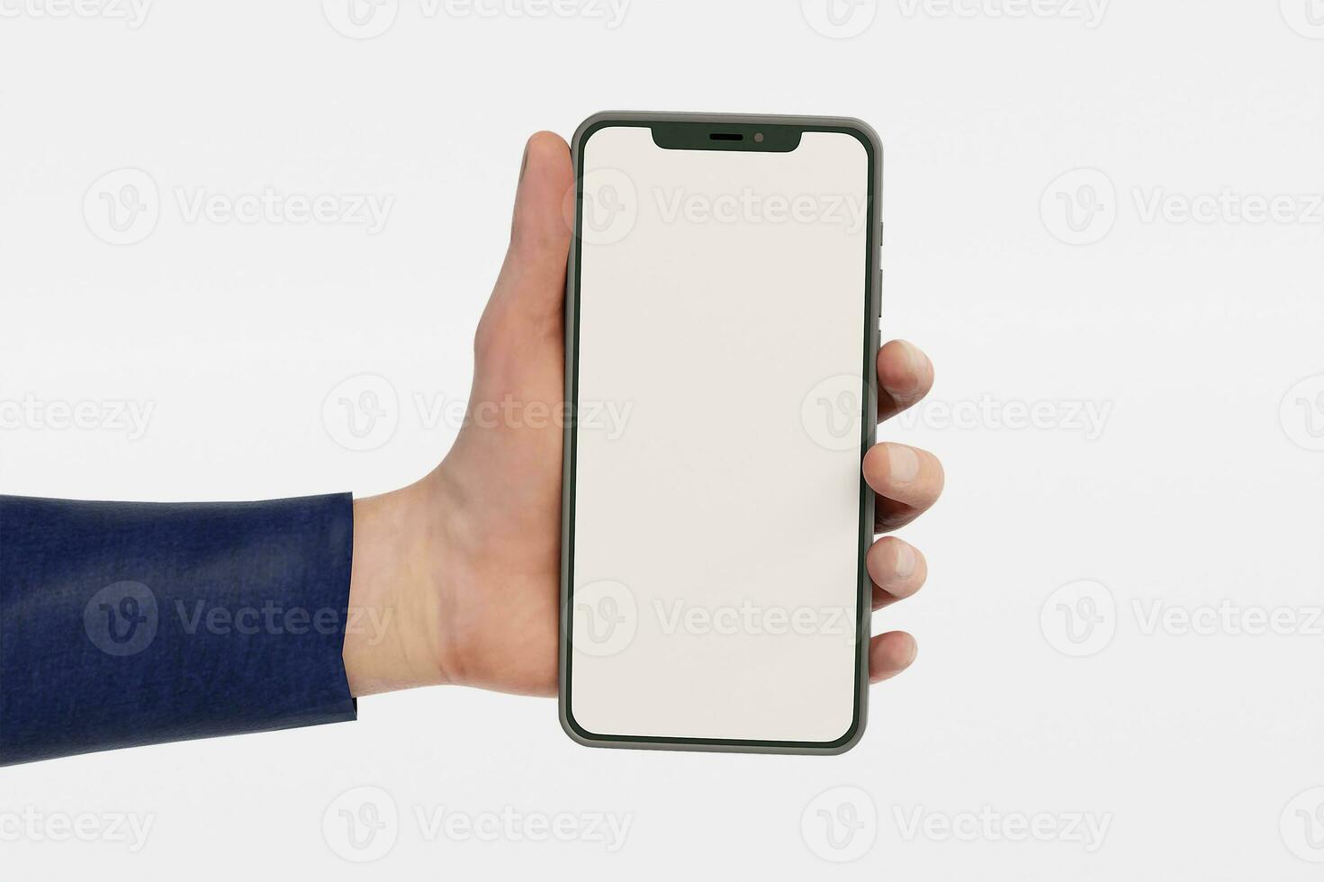 A hand in an office jacket holding a phone ui ux app presentation photo