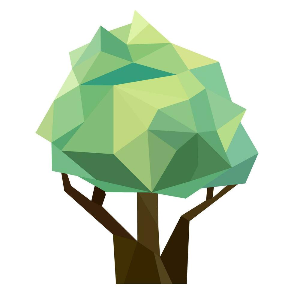 Abstract low poly tree icon isolated. Geometric forest polygonal style. 3d low poly symbol. Stylized eco design element. vector