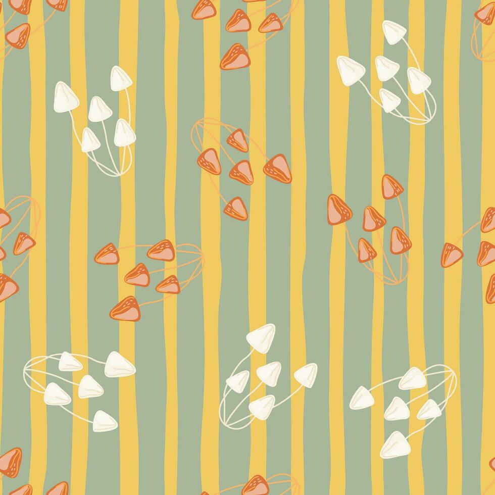 Hand drawn toadstool mushrooms seamless pattern. Magical fly agaric wallpaper. vector