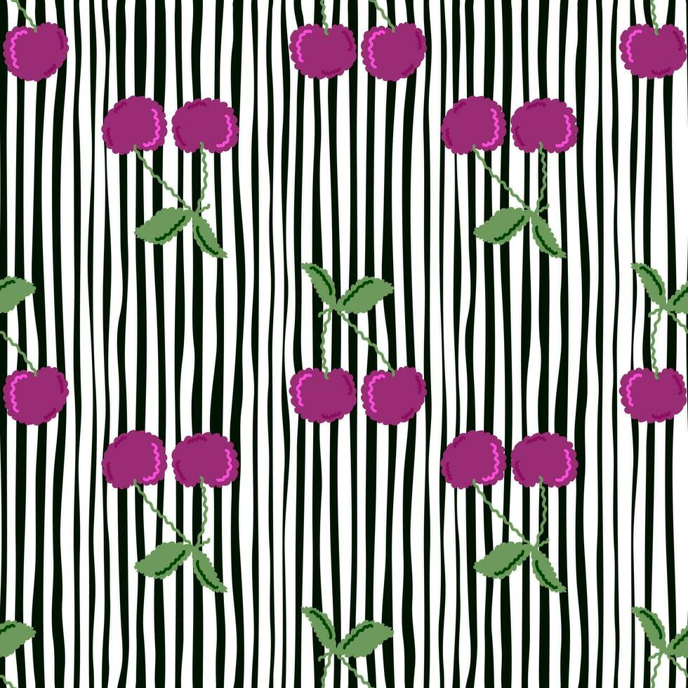 Cute cherry seamless pattern. Hand drawn cherries wallpaper. vector