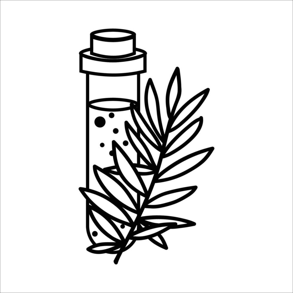 A potion in a test tube or a decoction of herbs. Mysticism and esoteric simple icon vector