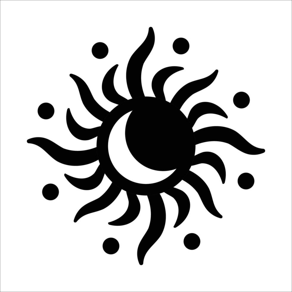 Magic sun and moon icon vector