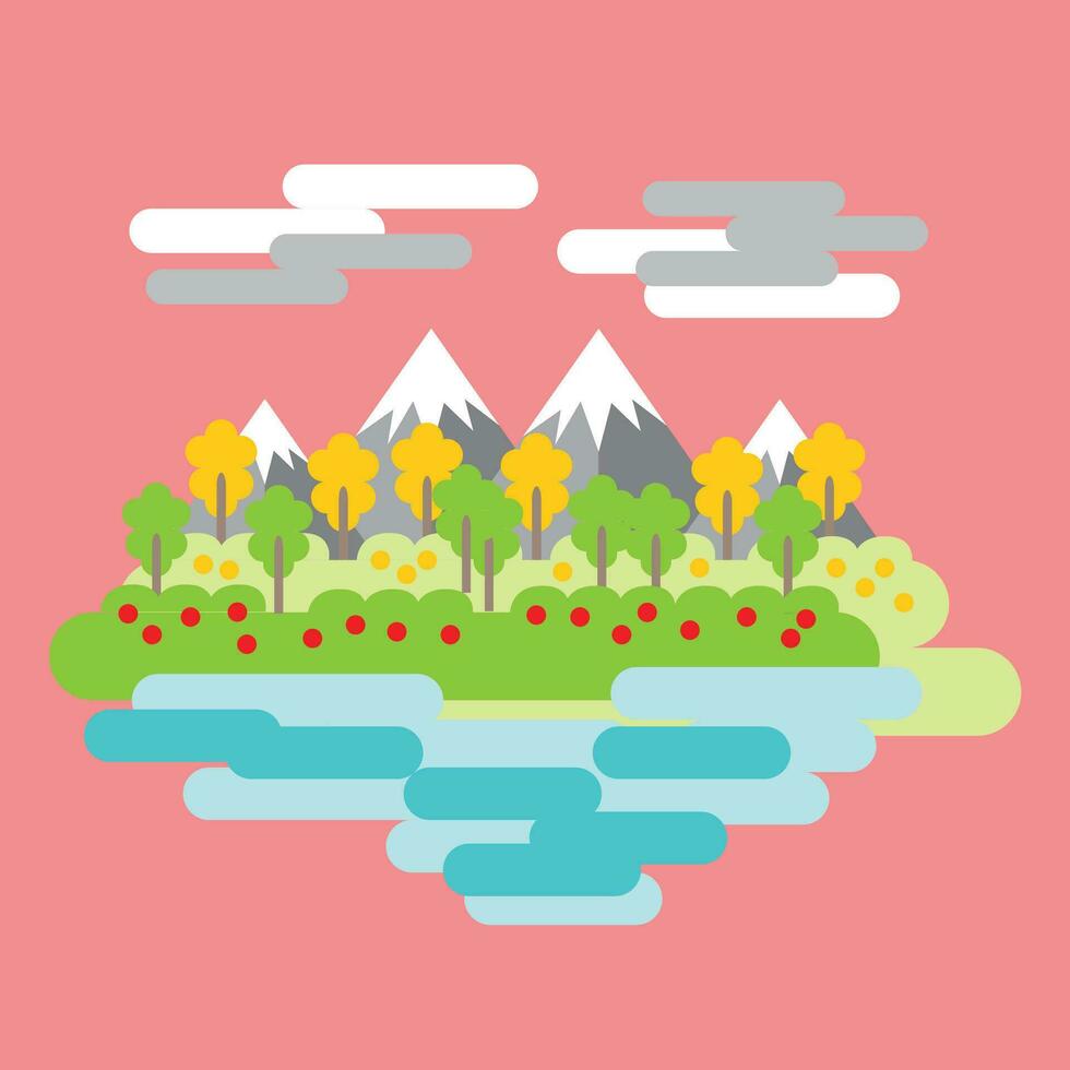 flat design vector landscape nature