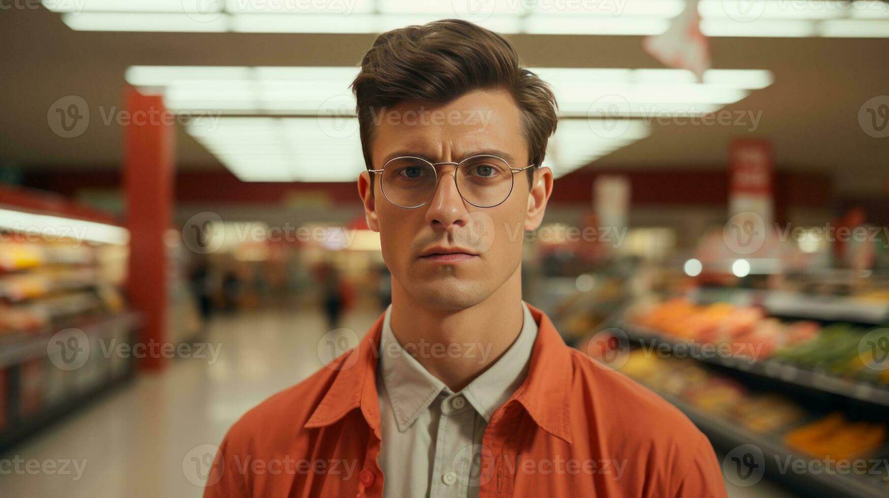Salesperson in a supermarket generative AI photo