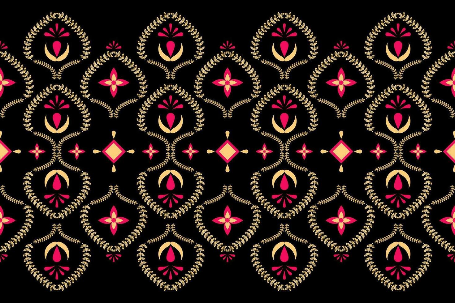 ethnic geometric seamless pattern. Geometric black background. Design for fabric, clothes, decorative paper, wrapping, textile, embroidery, illustration, vector, floral pattern vector