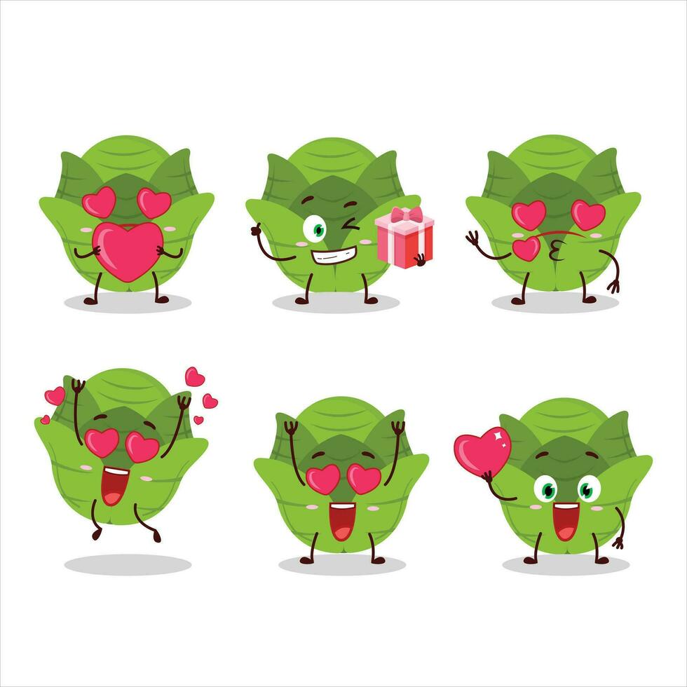 Savoy cabbage cartoon character with love cute emoticon vector