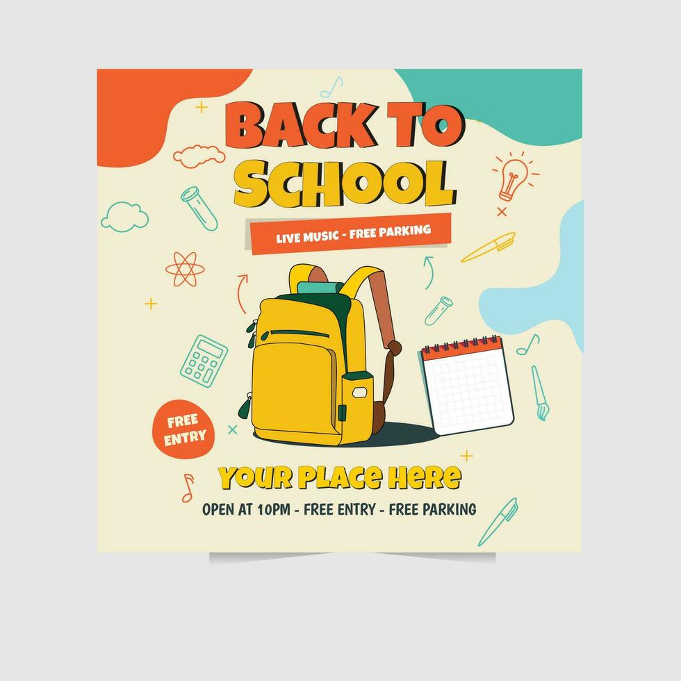 flyer of back to school illustration vector template