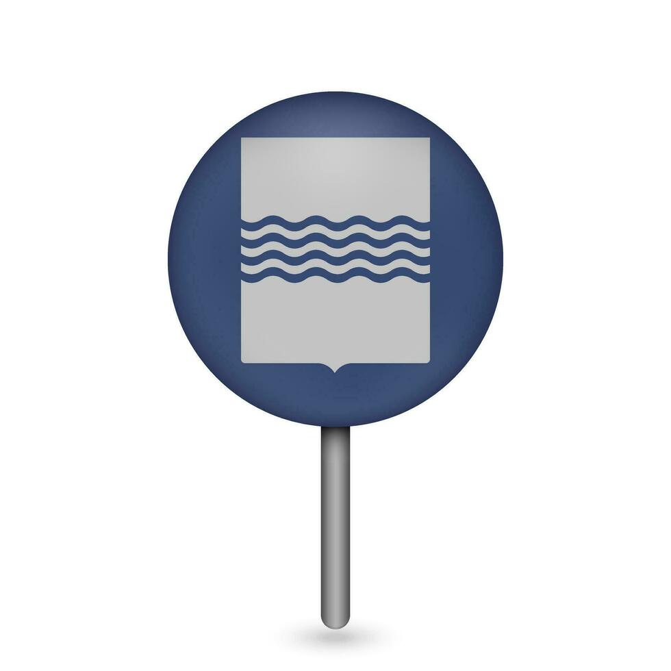 Map pointer with Basilicata Flag. Region of Italy. Vector illustration.
