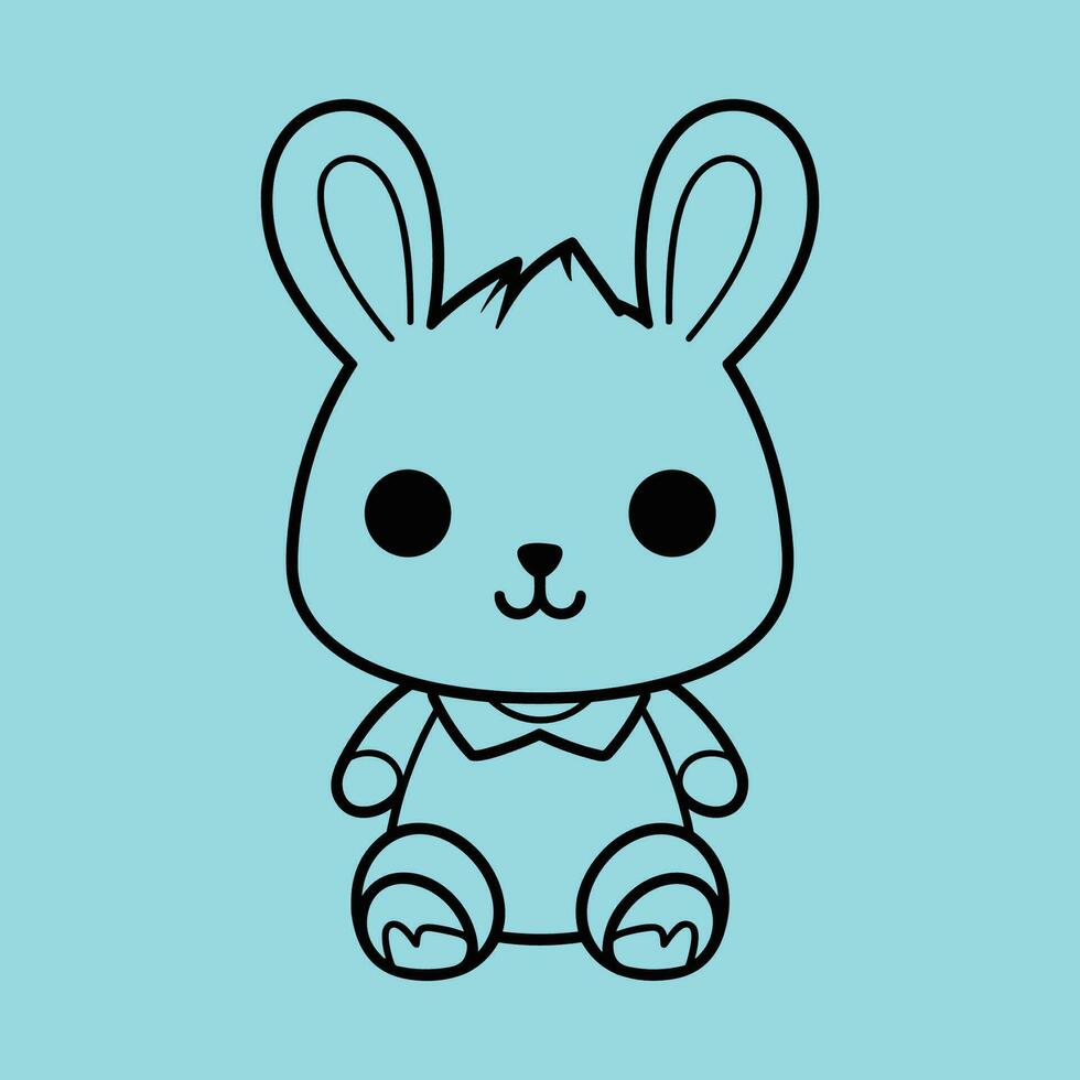 dibujos animados imagen de un azul conejito vistiendo un azul camisa y pantalones vector