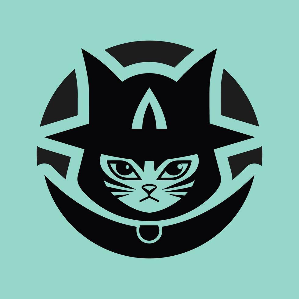 Black and White Cat in Blue Background vector