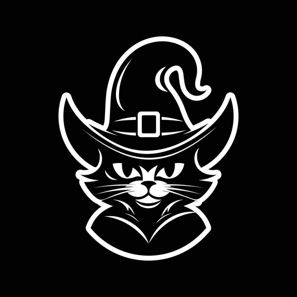 The Mischievous Cat Wearing a Witch Hat vector