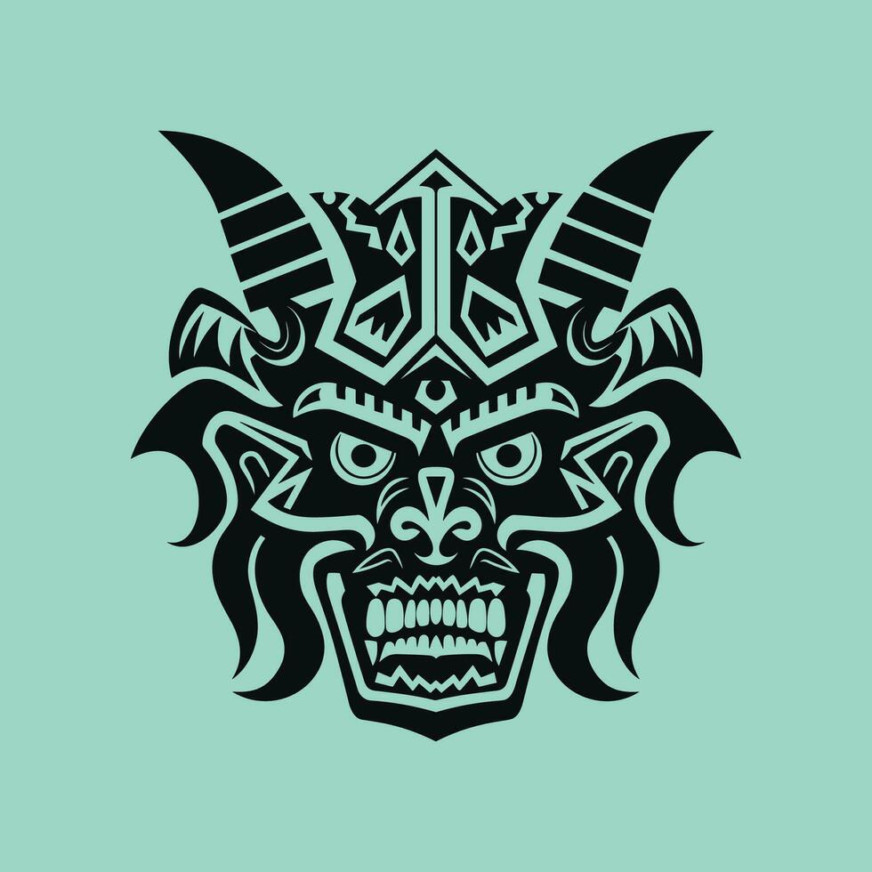Fierce Tribal Mask with Intricate Patterns vector
