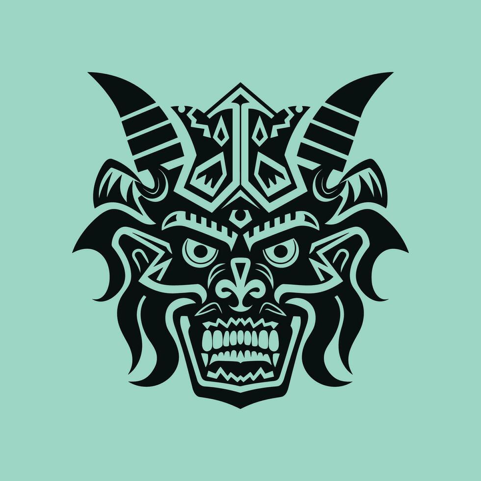 Fierce Tribal Mask with Intricate Patterns vector