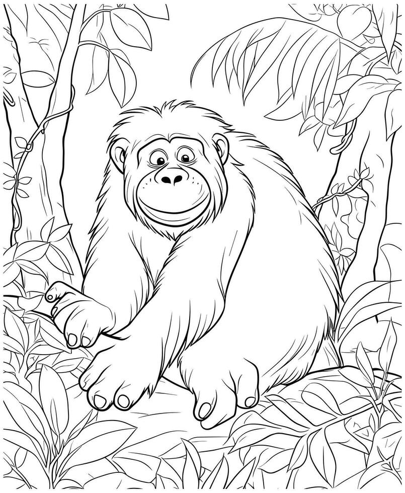 Orangutan coloring pages for adults 27983748 Vector Art at Vecteezy