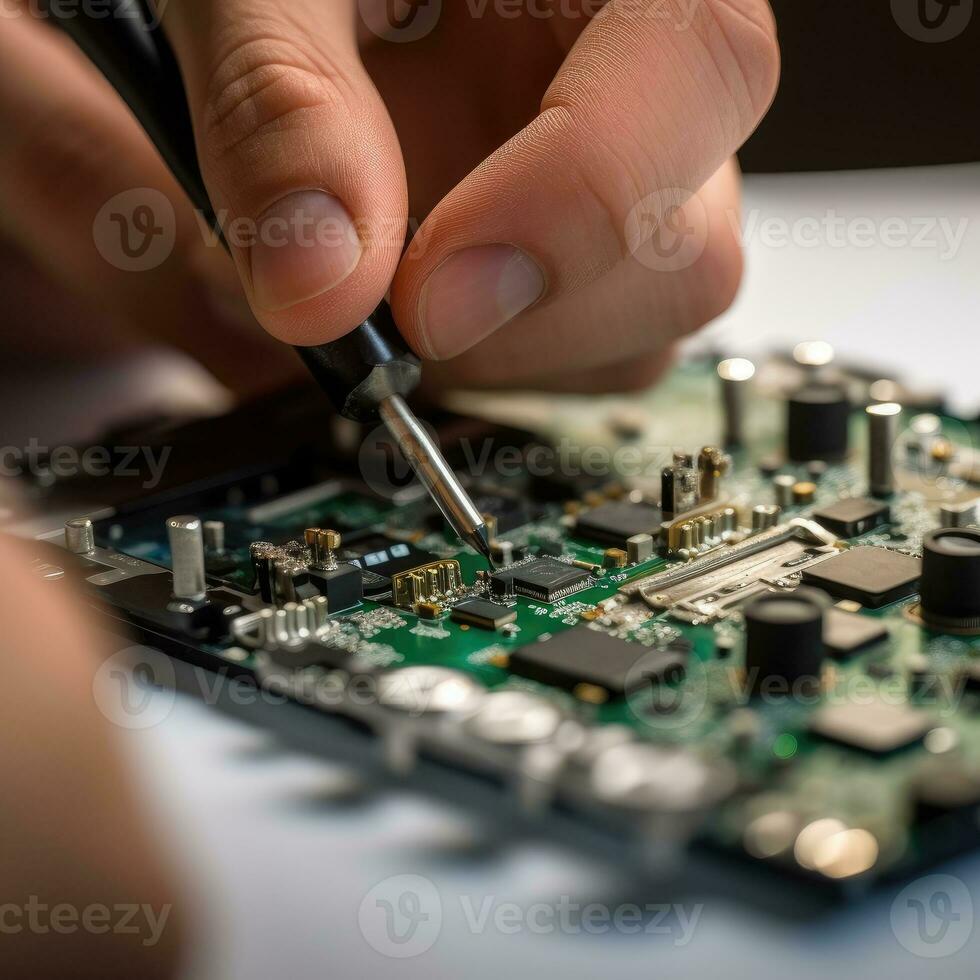 microchip for computer on dark background, AI Generative photo