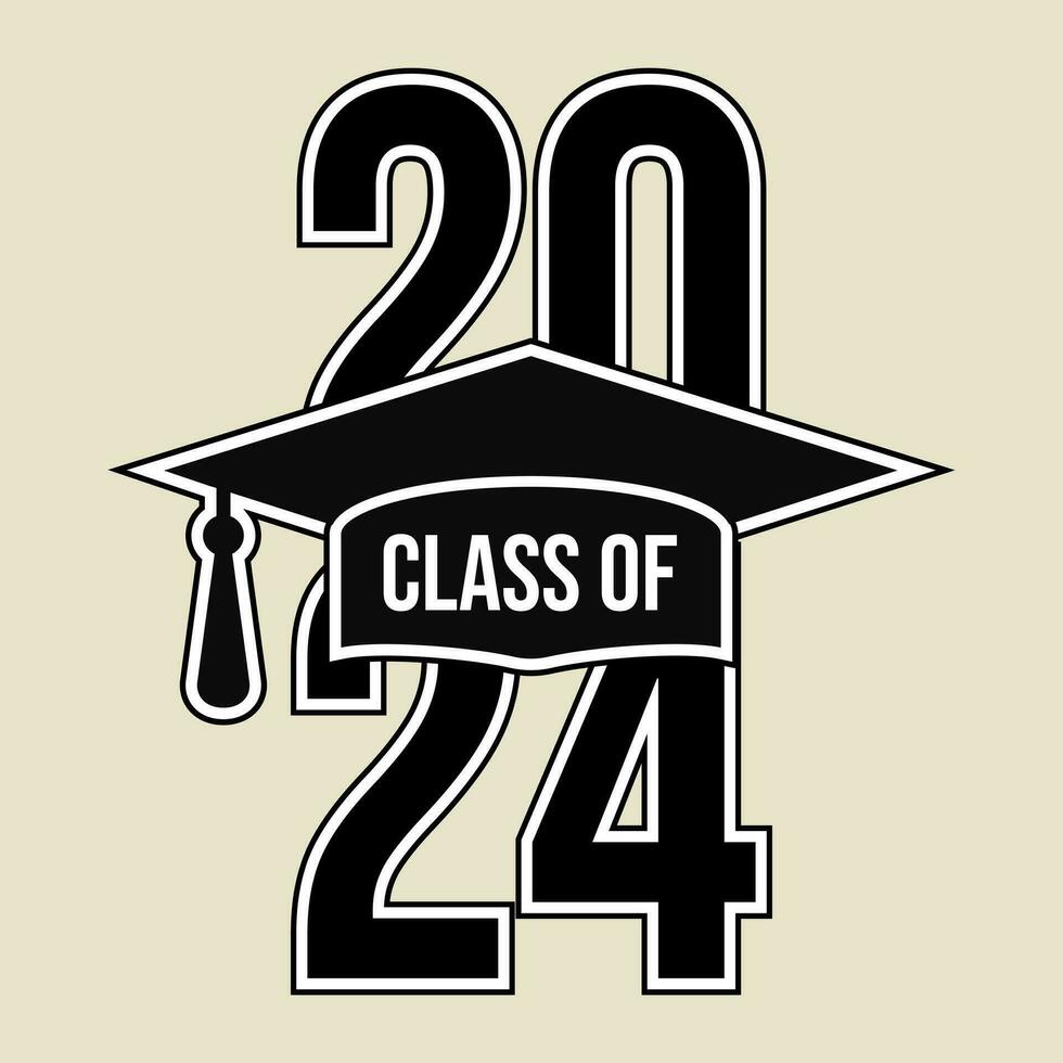 Lettering Class of 2024. Text for graduation design, congratulation