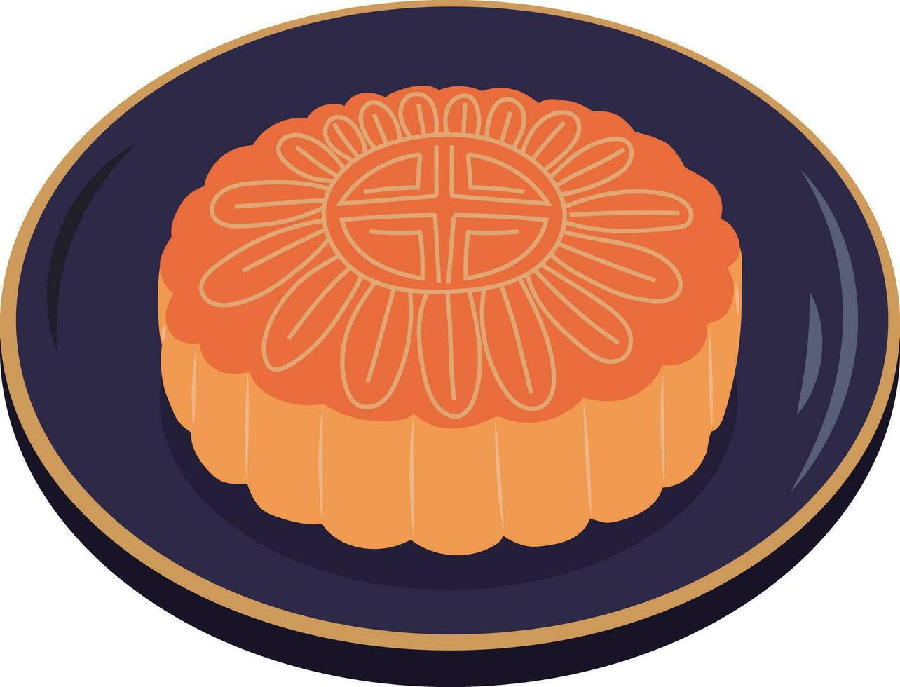 Moon Cake Traditional Dessert Illustration Graphic Element Art Card vector