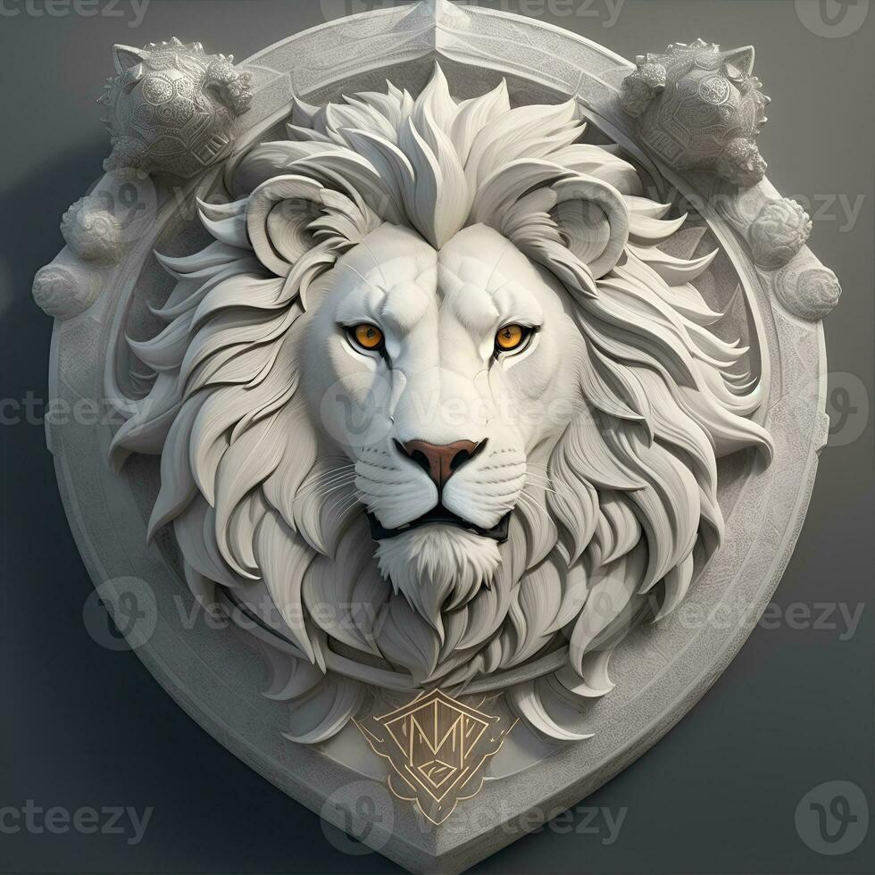 Lion Head with 3D carve and sculpture photo