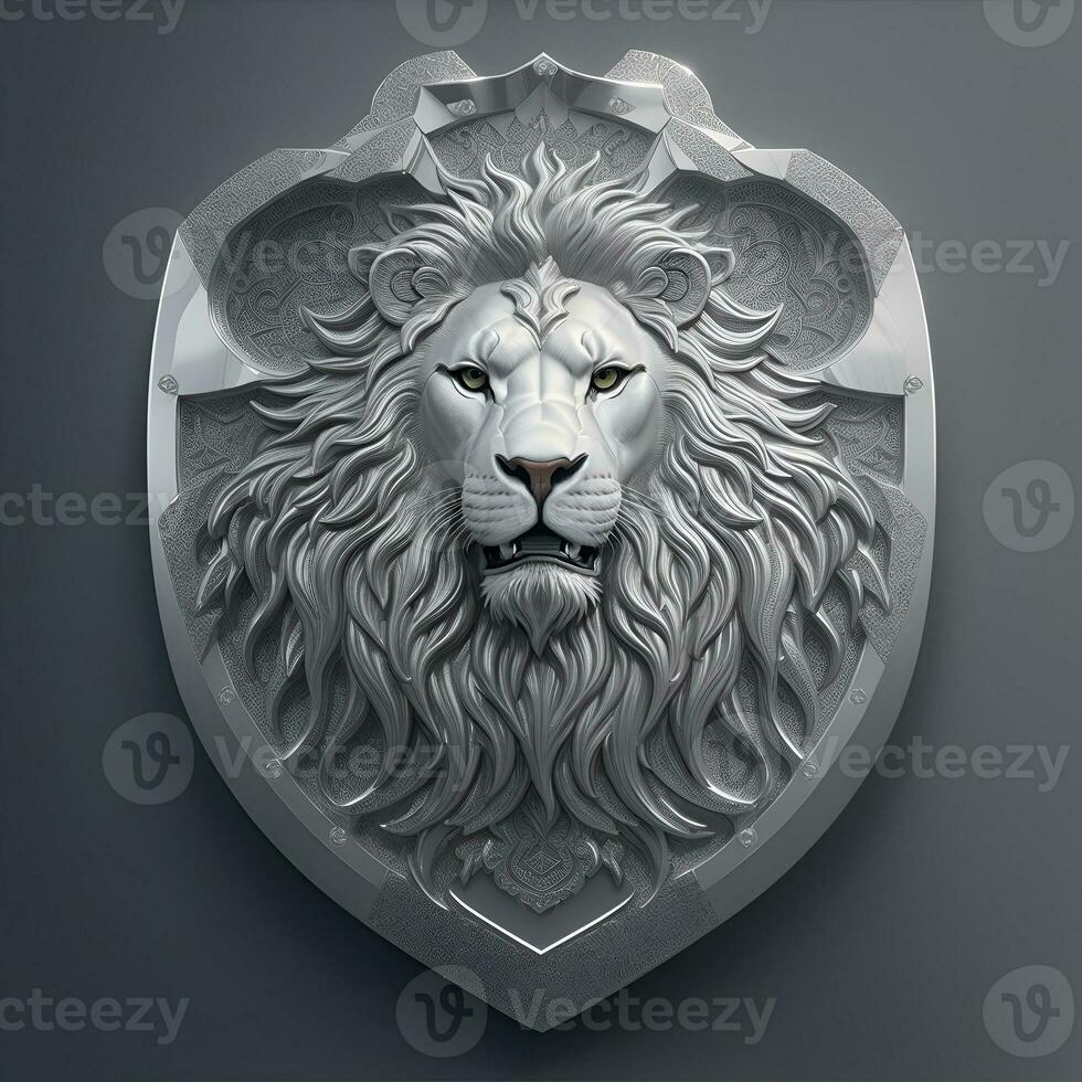 Lion Head with 3D carve and sculpture photo