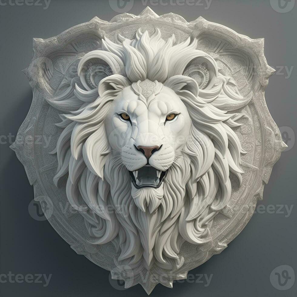 Lion Head with 3D carve and sculpture photo