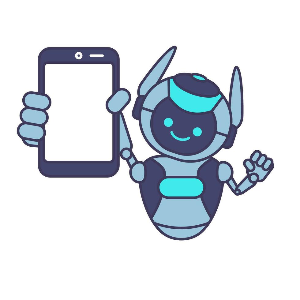 robot muestra blanco teléfono pantalla para publicidad vector ilustración diseño