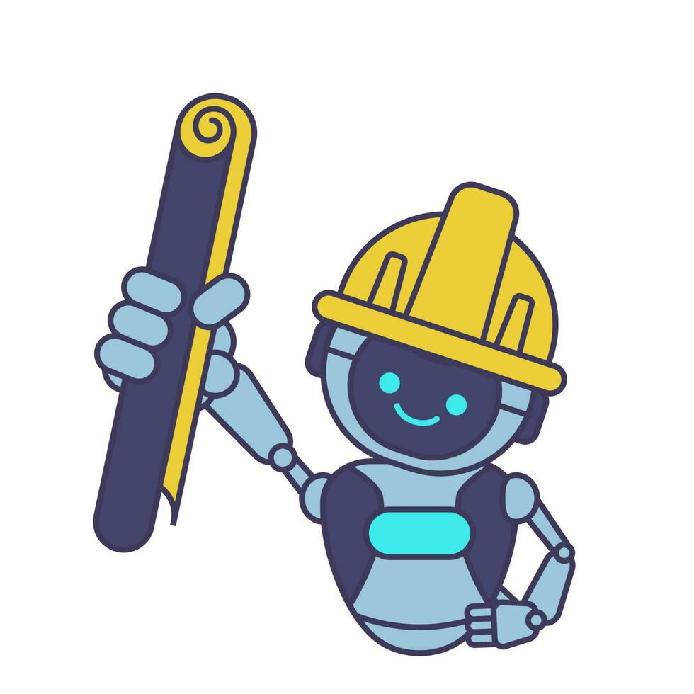 robot participación Plano papel. robot mascota personaje vector ilustración diseño