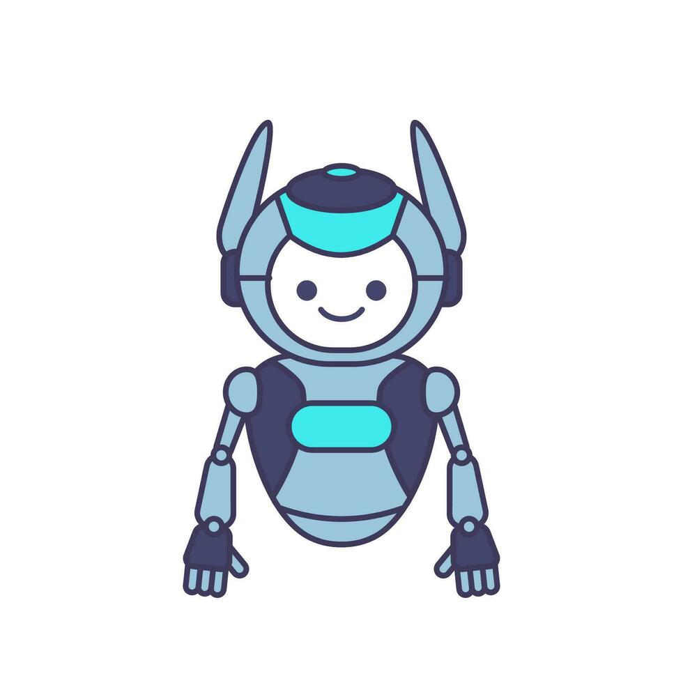 Robot character pose vector illustration design. Cute Cartoon Robot Illustration