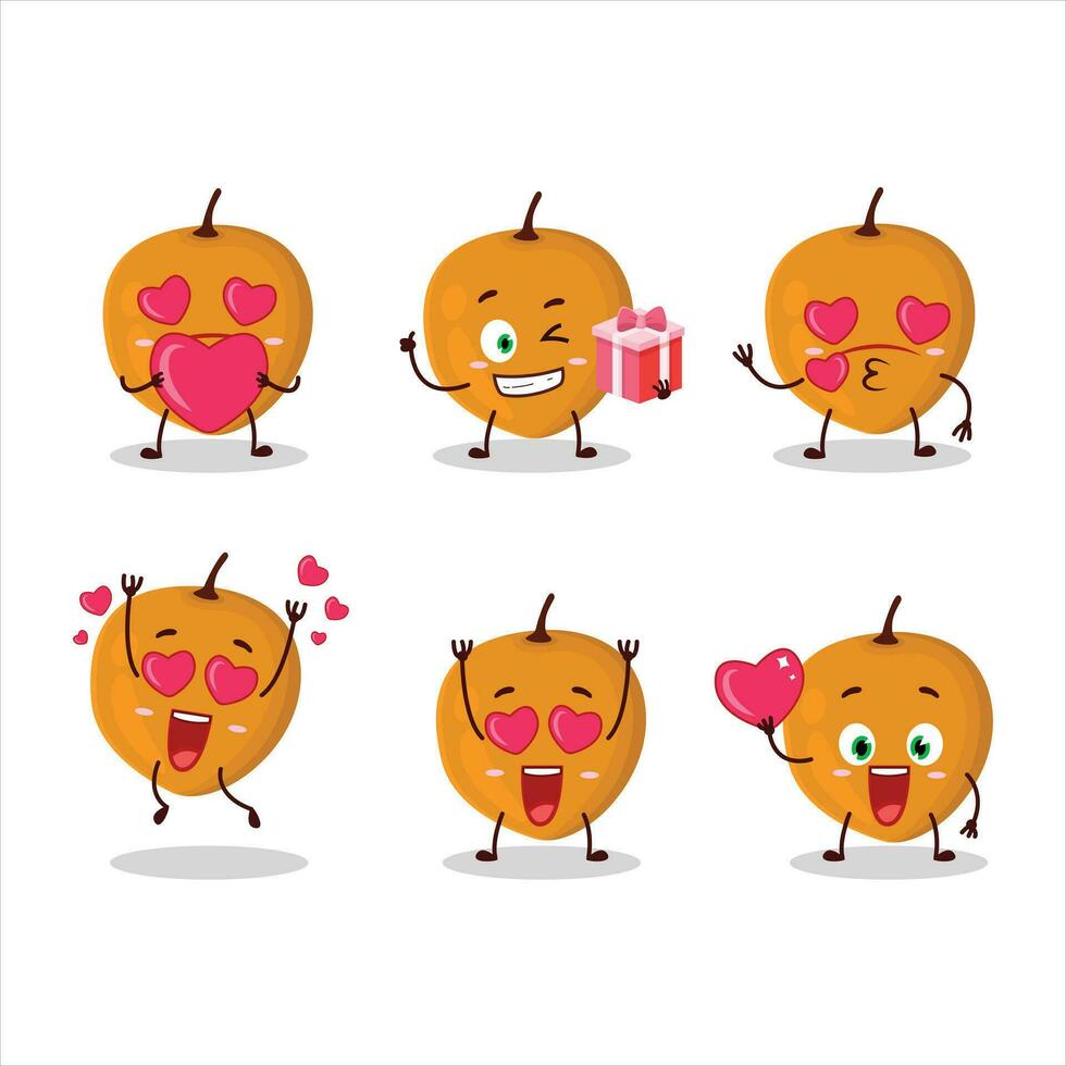 lulo Fruta dibujos animados personaje con amor linda emoticon vector