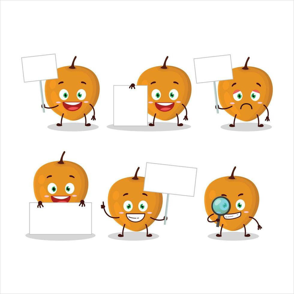 Lulo fruit cartoon character bring information board vector